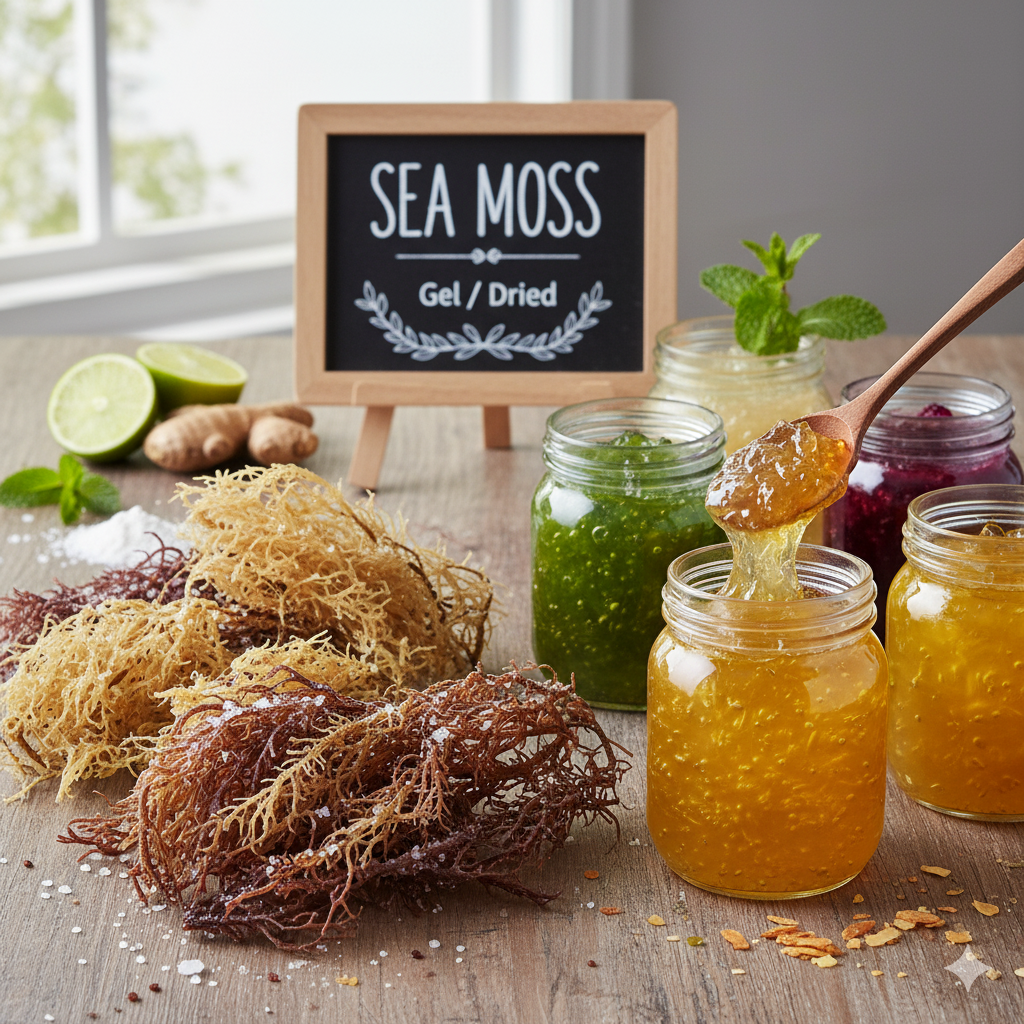 Sea moss gel and dried sea moss